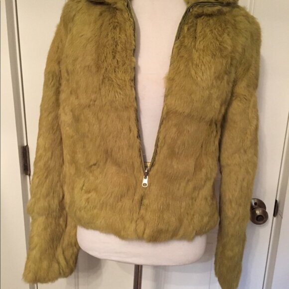 WILSONS LEATHER JACKET REVERSIBLE GREEN QUILTED & FUR COAT POCKETS Size S - Picture 7 of 8
